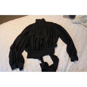 FRAME Turtleneck Tie Back in Black